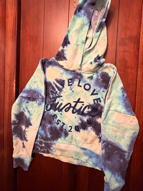 Justice Marbled Blue & Mint Tie-Dye Hoodie